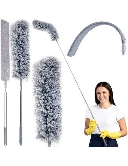Perie/pamatuf pentru praf si paianjeni, telescopica, metalica, 2 capete, 84/250 cm, Isotrade