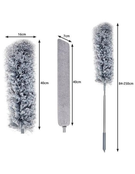 Perie/pamatuf pentru praf si paianjeni, telescopica, metalica, 2 capete, 84/250 cm, Isotrade