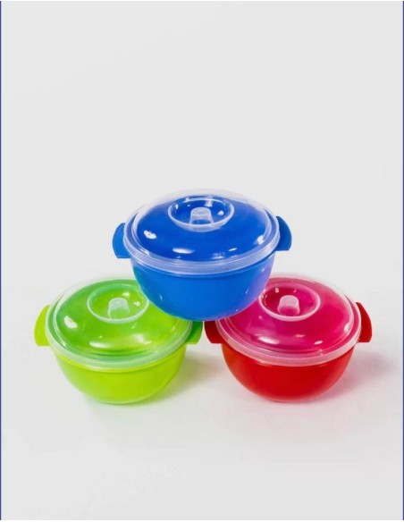 Castron cu capac, 1 Litru, din plastic, 25x14 cm, Sterk, diverse culori