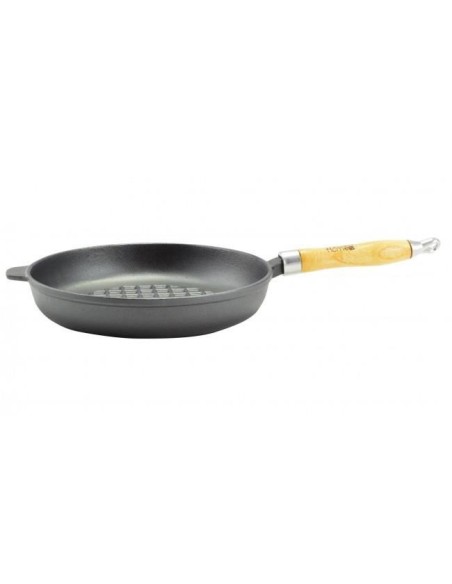 Tigaie fonta cu maner lemn, 24 cm, Perfect Home