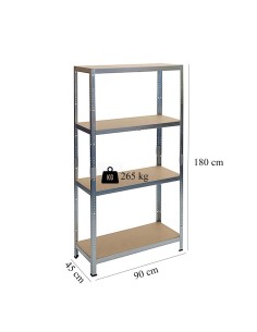 Raft depozitare, metalic, 4 polite, 265 kg, 90x45x180 cm 2