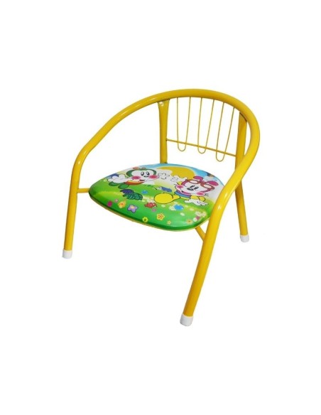 Scaunel pentru copii din metal , imprimeu desene pe sezut , inaltime 55 cm , Galben, Robentoys