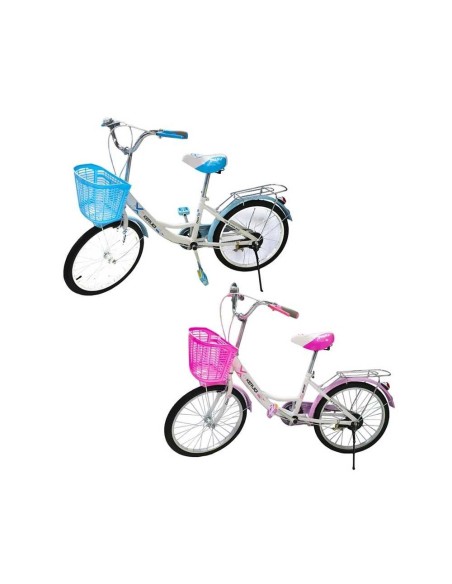 Bicicleta pentru copii, cu cosulet si portbagaj, cadru metalic, 20", Albastru