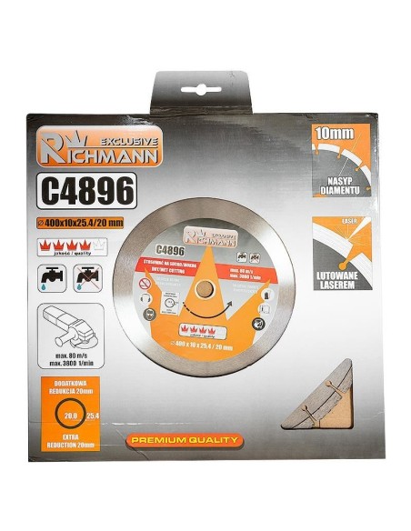Disc diamantat, beton, taiere umeda si uscata, 400 mm/25.4 mm, Richmann Exclusive