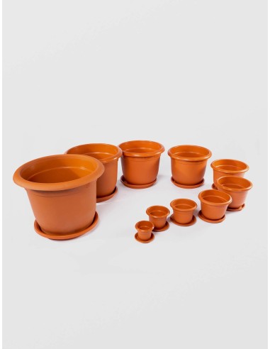 Ghiveci cu Tava STERK, 18X15 cm, Plastic Maro,...