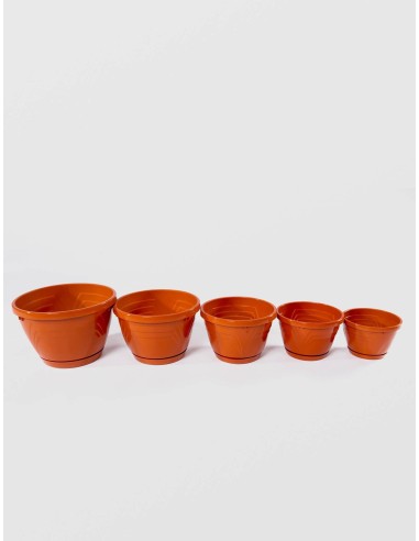 Ghiveci Lux cu Tava, STERK, 14X10 cm, Plastic Maro