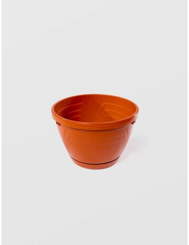 Ghiveci Lux cu Tava, STERK, 19X13 cm, Plastic Maro