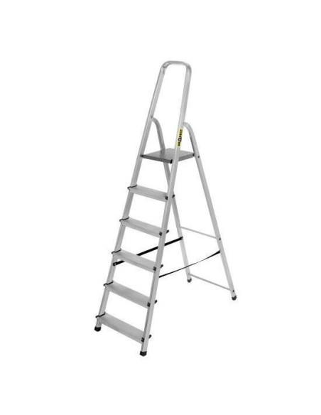 Scara aluminiu, 5 trepte,?platforma, max 125 kg, 1.91 m, Drabest