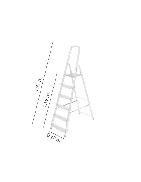 Scara aluminiu, 5 trepte,?platforma, max 125 kg, 1.91 m, Drabest