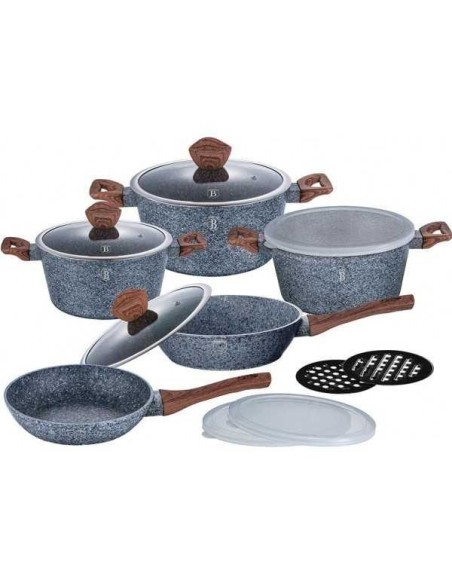 Set oale, cratite si tigai marmorate, 13 piese, din aluminiu forjat, Forest Line, Berlinger Haus, BH 6197