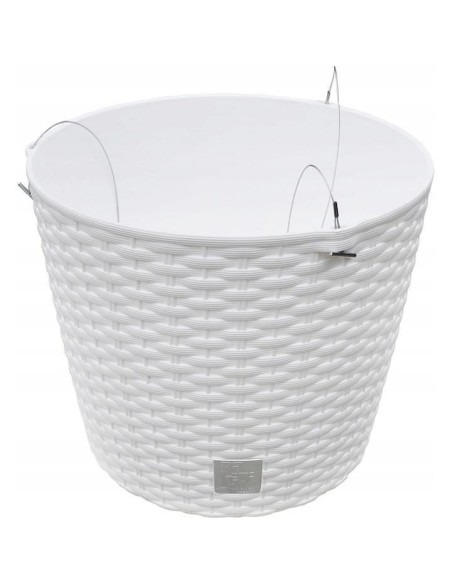 Ghiveci decorativ cu lant, rotund, alb, 25.6x21.9 cm, Rato Round WS