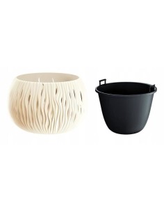 Ghiveci decorativ de flori, rotund, crem, 20.75 L,... 2