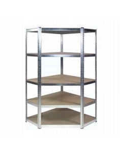 Raft depozitare, de colt, metalic, MDF, 5 polite, 175 kg,...