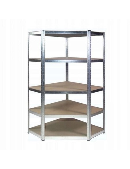 Raft depozitare, de colt, metalic, MDF, 5 polite, 175 kg, 90x30x180 cm