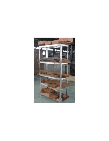 Raft depozitare, de colt, metalic, MDF, 5...