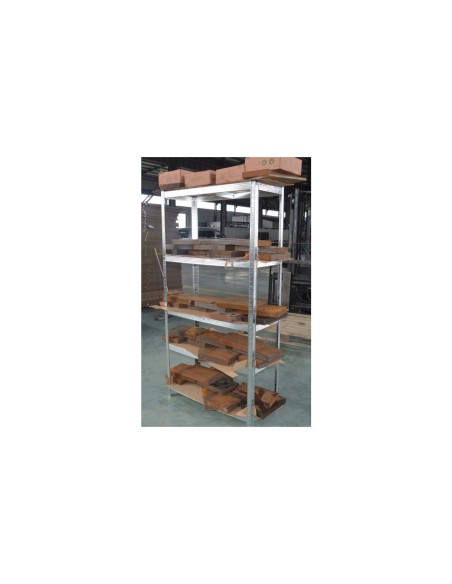 Raft depozitare, de colt, metalic, MDF, 5 polite, 175 kg, 90x30x180 cm