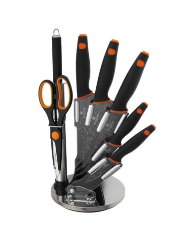 Set de Cutite, 8 piese pe suport, BlackOrange,...