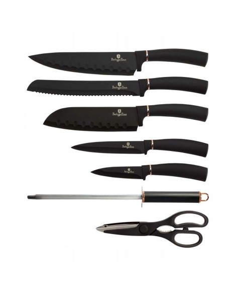 Set de Cutite, 8 piese pe suport, Black Rose, Berlinger Haus, BH 2421