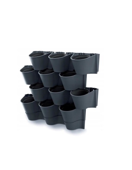 Ghivece decorative de flori, modular, antracit, 12x0.75 L, set 12 buc, 67x17.7x57 cm, Cascade Wall