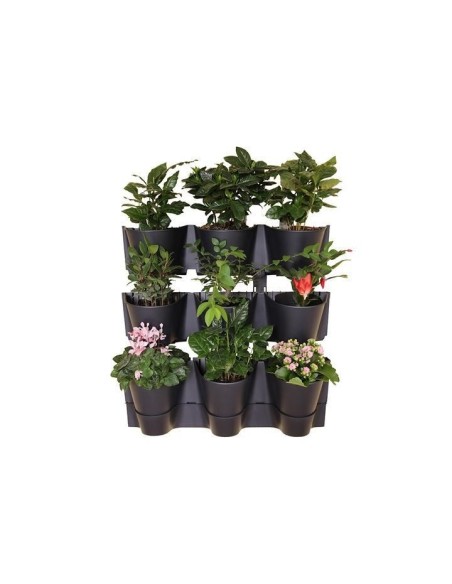 Ghivece decorative de flori, modular, antracit, 12x0.75 L, set 12 buc, 67x17.7x57 cm, Cascade Wall