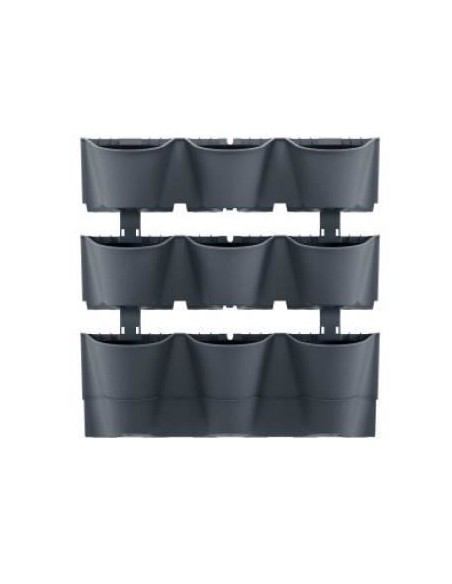 Ghivece decorative de flori, modular, antracit, 12x0.75 L, set 12 buc, 67x17.7x57 cm, Cascade Wall