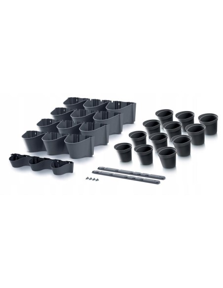 Ghivece decorative de flori, modular, antracit, 12x0.75 L, set 12 buc, 67x17.7x57 cm, Cascade Wall