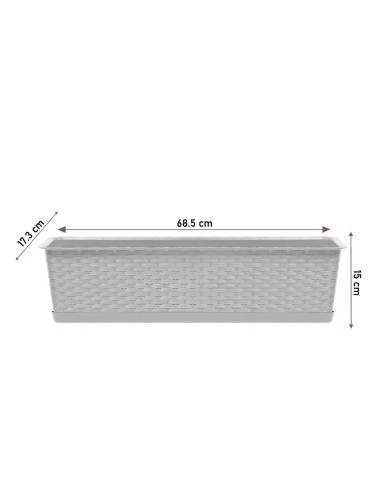 Jardiniera decorativa, alb, 68.5x17.3x15 cm,...