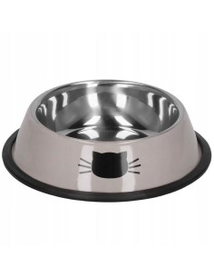Castron, bol, pentru caine, pisica, rotund, inox, bej, 12 cm