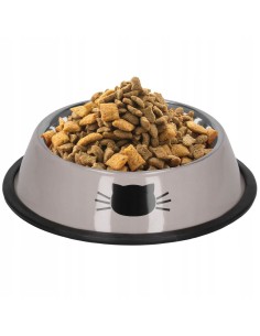 Castron, bol, pentru caine, pisica, rotund, inox, bej, 12 cm 2