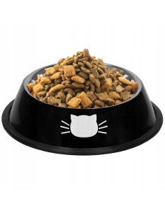 Castron, bol, pentru caine, pisica, rotund, inox, negru,... 2
