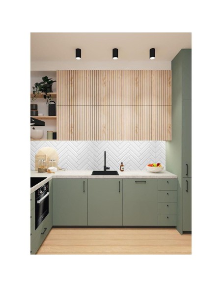 Panou decorativ, PVC, model zig-zag 3D, alb, 96x48.5cm