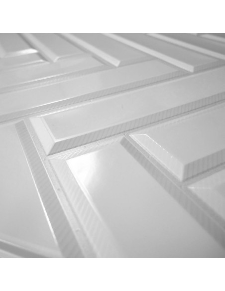 Panou decorativ, PVC, model zig-zag 3D, alb, 96x48.5cm