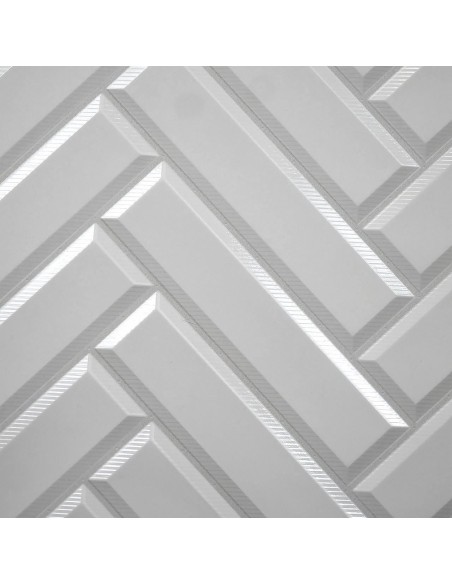Panou decorativ, PVC, model zig-zag 3D, alb, 96x48.5cm
