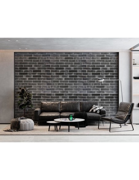 Panou decorativ, PVC, model caramida 3D, negru, 96x48.5cm