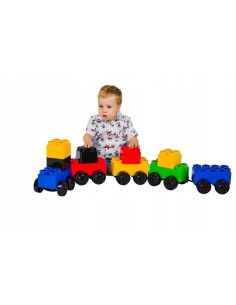 Set constructie cuburi mari, cu roti, 141 piese,... 2