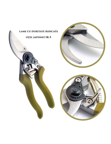 Foarfeca gradina, otel SK5, tip bypass, 21.5...