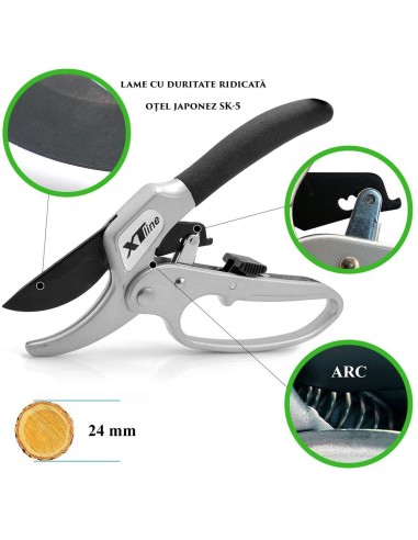 Foarfeca gradina, tip ghilotina, cu clichet,...