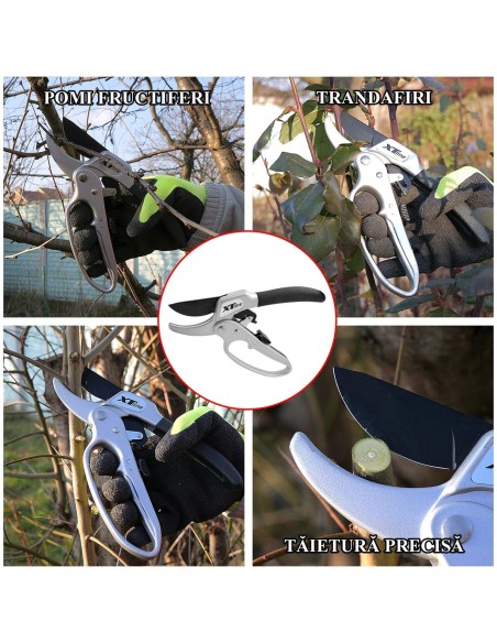 Foarfeca gradina, tip ghilotina, cu clichet, pentru vita vie, pomi, trandafiri, otel japonez sk-5, 20?cm, XTline