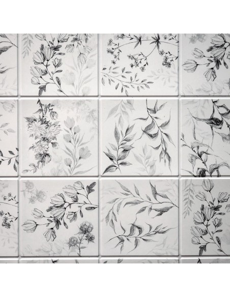 Panou decorativ, PVC, model flori de camp, gri, 96x48.5 cm