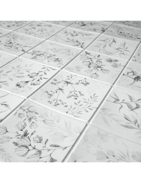 Panou decorativ, PVC, model flori de camp, gri, 96x48.5 cm