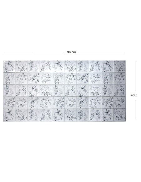 Panou decorativ, PVC, model flori de camp, gri, 96x48.5 cm