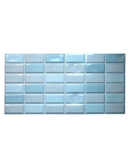 Panou decorativ, PVC, model caramida 3D, albastru, 96x48.5 cm