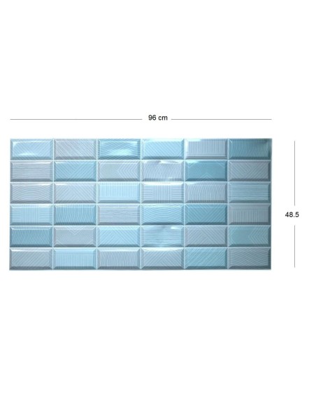 Panou decorativ, PVC, model caramida 3D, albastru, 96x48.5 cm