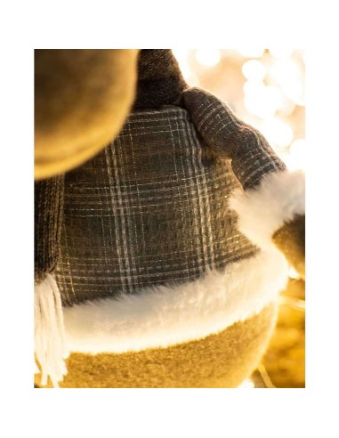 Decoratiune Craciun, ren in carouri, maro si...