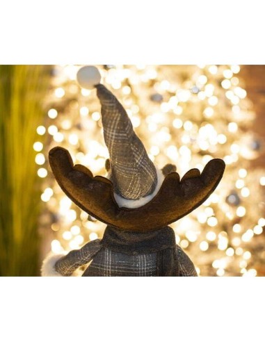 Decoratiune Craciun, ren in carouri, maro si...