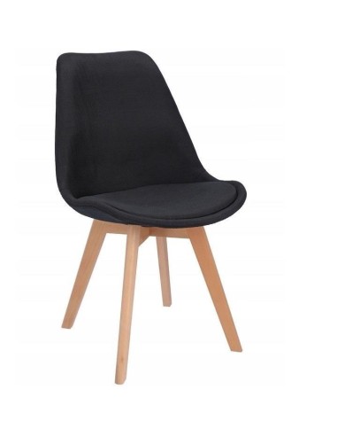 Scaun bucatarie/living, stofa, lemn, negru,...