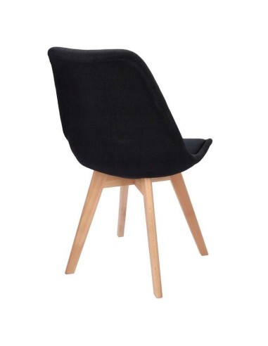 Scaun bucatarie/living, stofa, lemn, negru,...