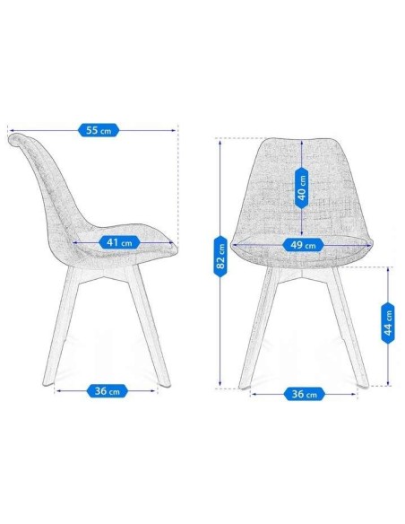 Scaun bucatarie/living, stofa, lemn, negru, 49x55x82 cm, Alta