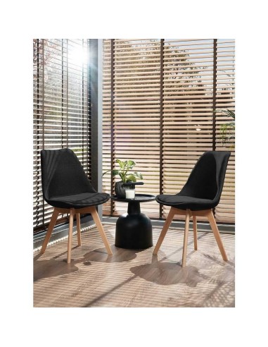 Scaun bucatarie/living, stofa, lemn, negru,...