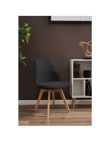 Scaun bucatarie/living, stofa, lemn, negru,...